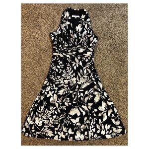 Evan Picone Black and White Floral Dress